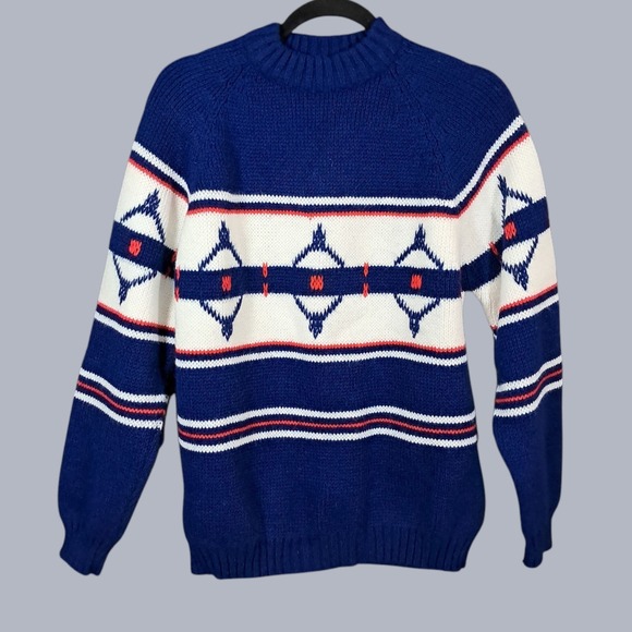 VTG 70s Philip Scott Womans Sweater Colorblock Preppy Collegiate Academia Grunge - Picture 1 of 9